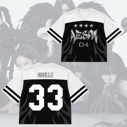 Monochromatisches Aespa Synk Complexity Tour Mixed Mesh Jersey Fan-Edition