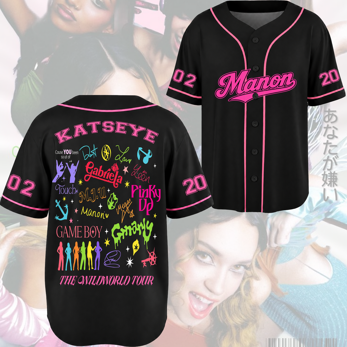 Pinky Up Katseye The Wildworld Trackliste Tour Baseball-Trikot