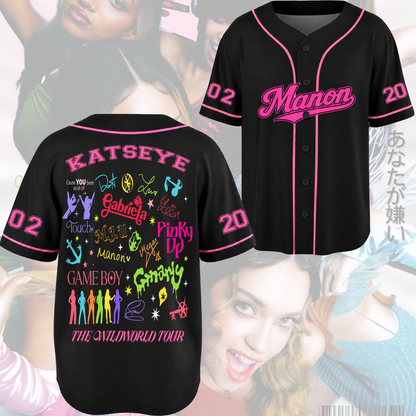 Pinky Up Katseye The Wildworld Trackliste Tour Baseball-Trikot