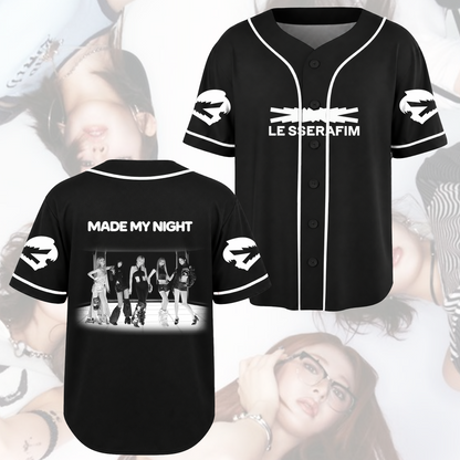 Schickes, minimalistisches LE SSERAFIM Pureflow Tour Baseball-Jersey, Unisex Streetwear-Geschenk für Fans