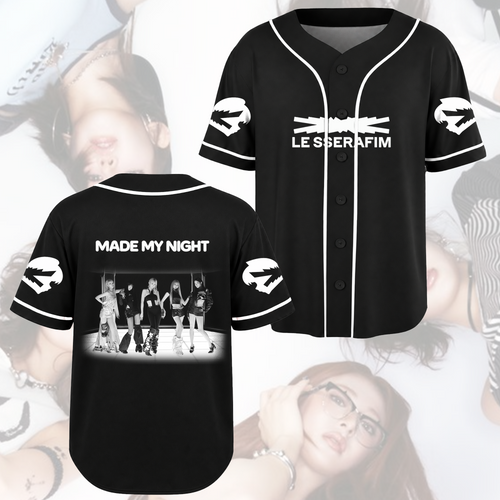 Schickes, minimalistisches LE SSERAFIM Pureflow Tour Baseball-Jersey, Unisex Streetwear-Geschenk für Fans