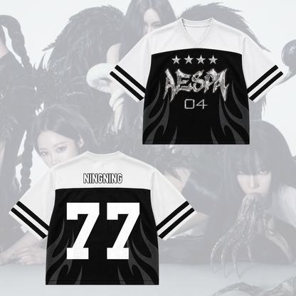 Monochromatisches Aespa Synk Complexity Tour Mixed Mesh Jersey Fan-Edition