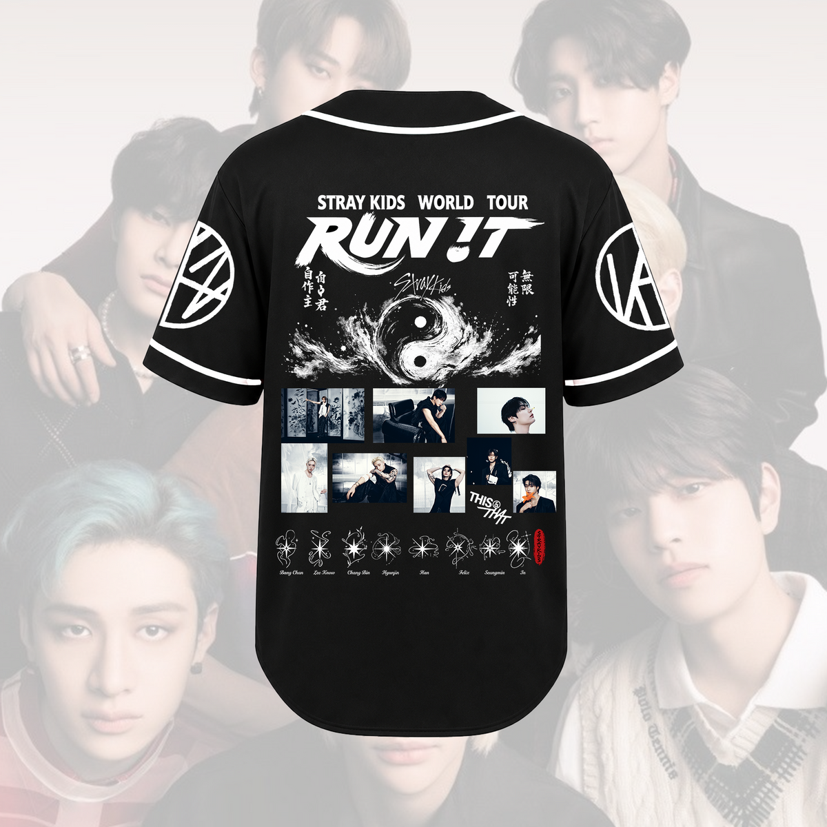 Stray Kids Run It Tour Symbol-Stern-Baseballtrikot Stay-Edition
