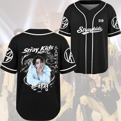 Stray Kids Run It World Tour Rebel Orient Streetwear Baseballtrikot Geschenk für Fans
