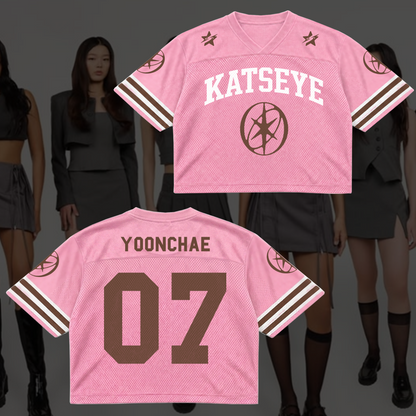 Großartiges KATSEYE Pink Mesh Trikot The Wildworld Tour Geschenk für Fans