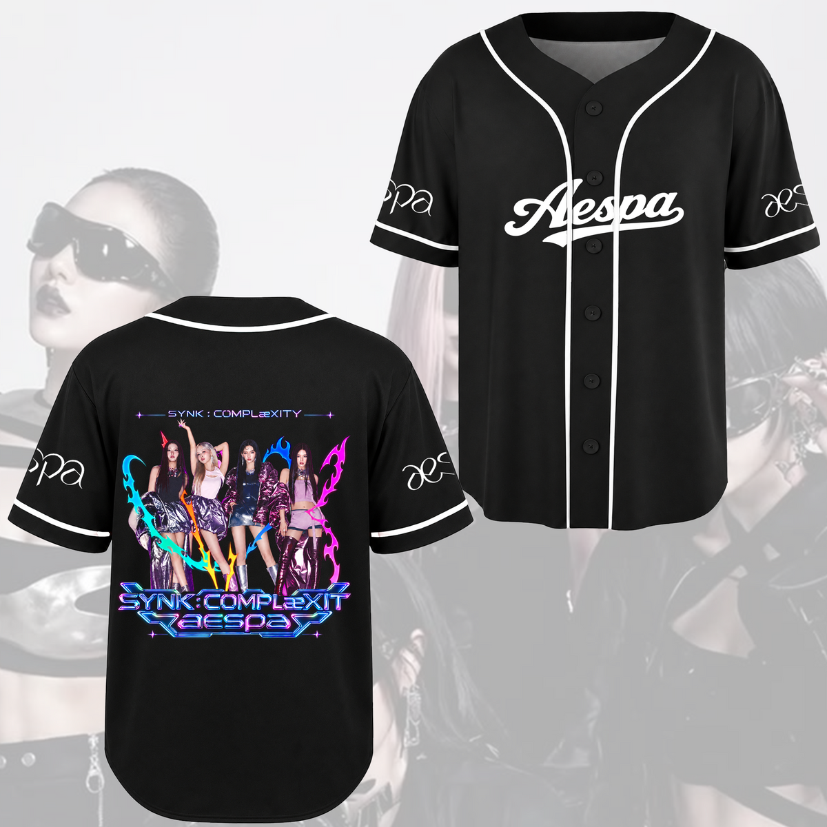 Aespa Synk Complexity Tour Vaporwave Baseballtrikot Geschenk für Fans