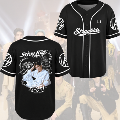 Stray Kids Run It World Tour Rebel Orient Streetwear Baseballtrikot Geschenk für Fans