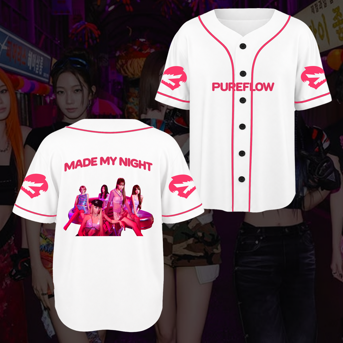 Lebhaftes pinkes LE SSERAFIM Pureflow Konzerttrikot – Geschenk für Fearnot-Fans
