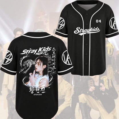 Stray Kids Run It World Tour Rebel Orient Streetwear Baseballtrikot Geschenk für Fans