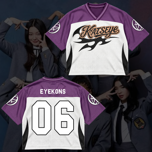 KATSEYE Purple Flame Streetwear Mesh-Trikot für Fans