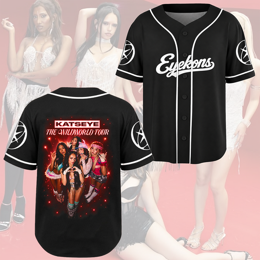 KATSEYE Eyekons The Wildworld Tour Pink Glow Baseball-Trikot Geschenk für Fans