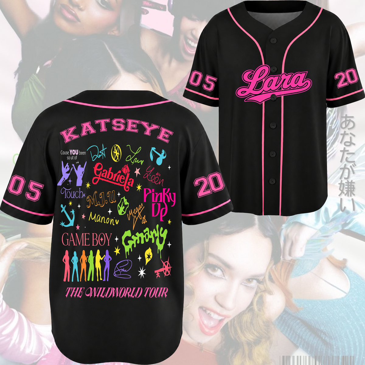 Pinky Up Katseye The Wildworld Trackliste Tour Baseball-Trikot