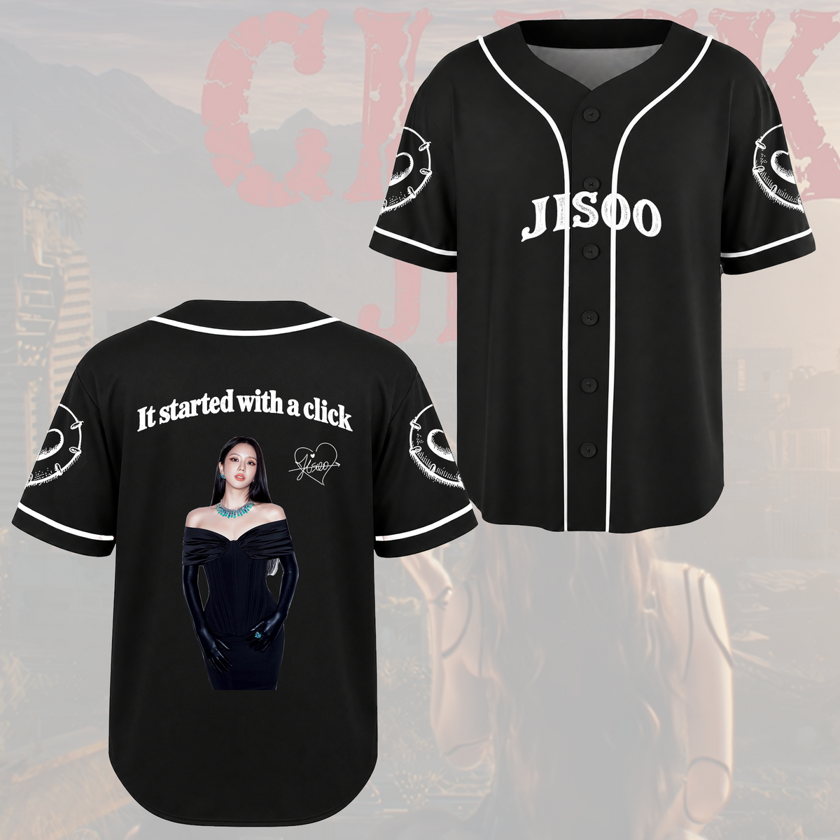 Jisoo It Started With A Click Baseball-Trikot Geschenk für Fans