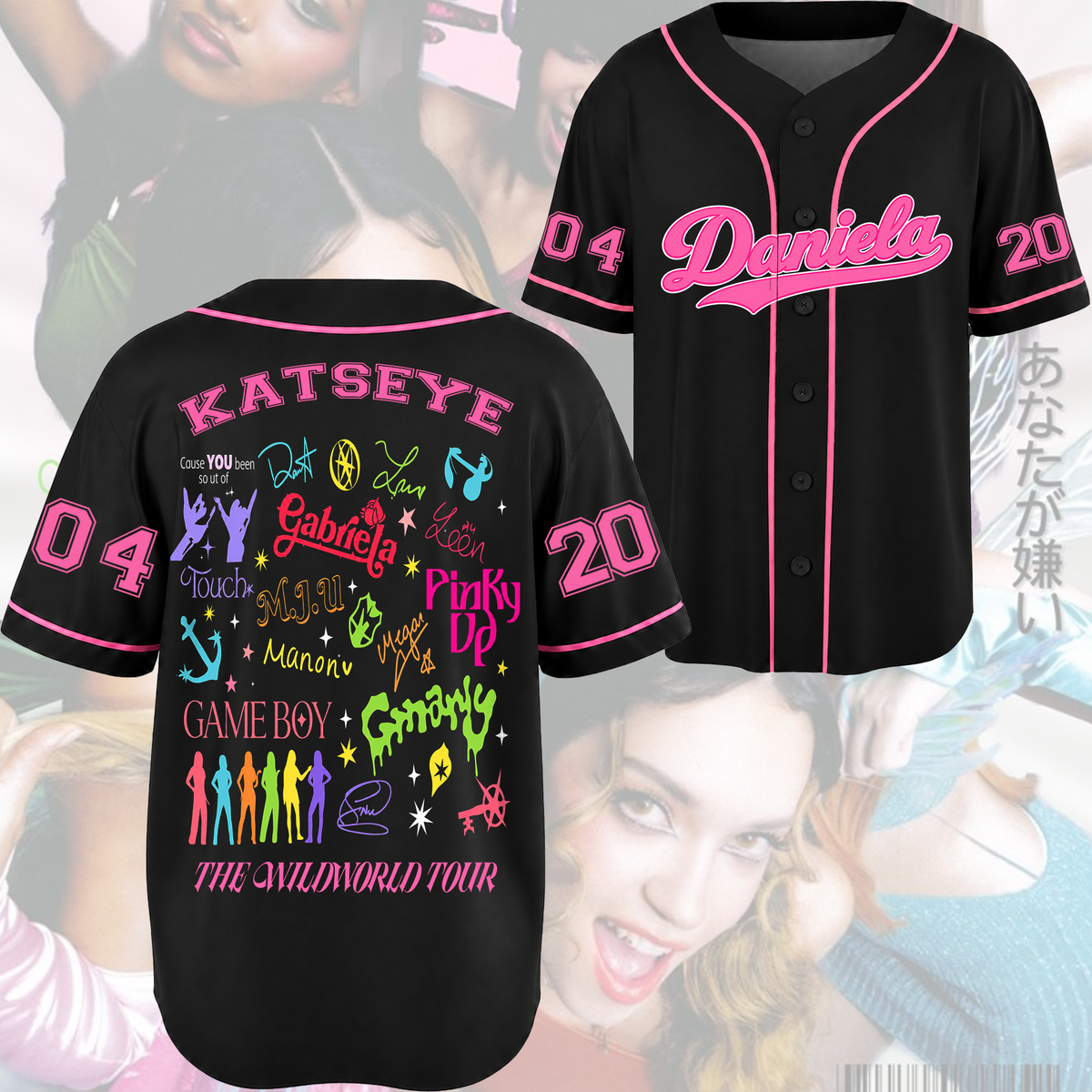 Pinky Up Katseye The Wildworld Trackliste Tour Baseball-Trikot