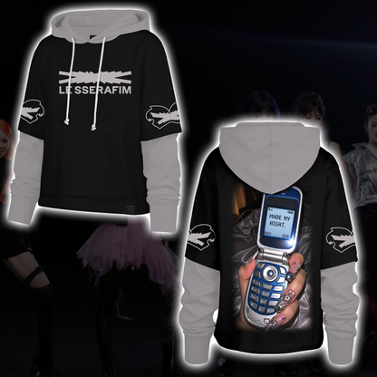 LE SSERAFIM Made My Night Tour Grunge Streetwear Shortstop Hoodie Geschenk für Fans