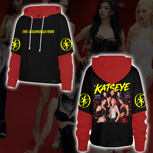 Symphonic KATSEYE Touch The Sky Shortstop Hoodie Einzigartiges Wildworld Tour Fan-Merch