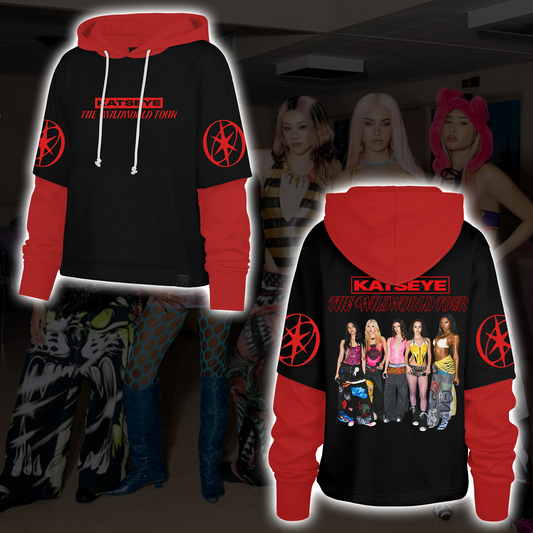 KATSEYE The Wildworld Tour Pop-Punk-Grunge-Shortstop-Kapuzenpullover Geschenk für Fans