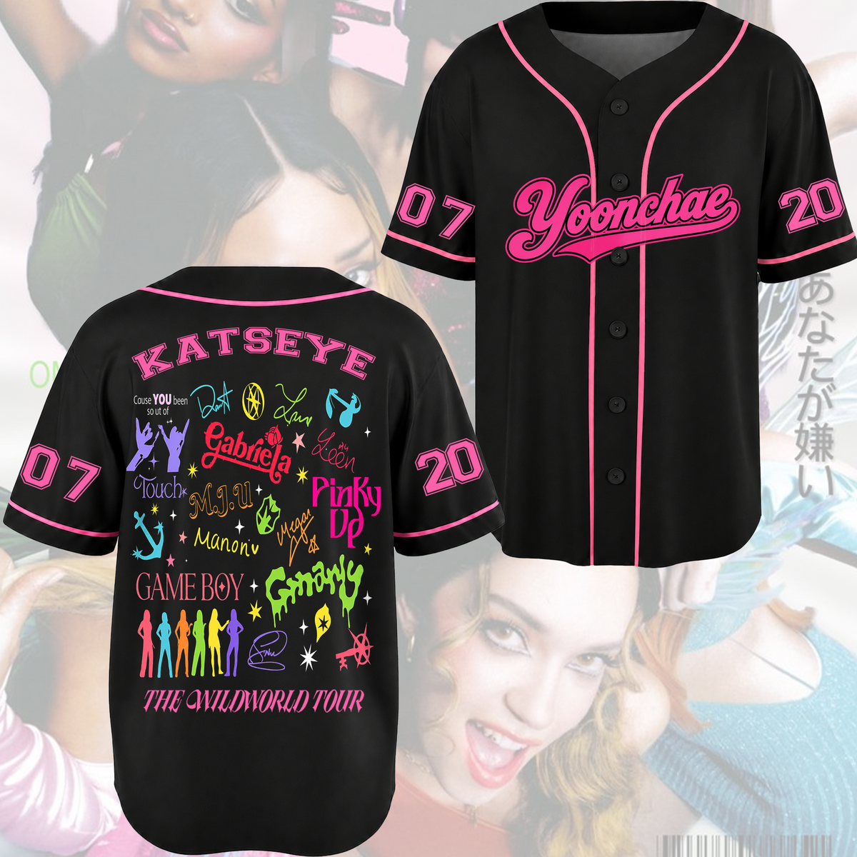Pinky Up Katseye The Wildworld Trackliste Tour Baseball-Trikot