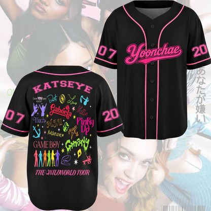 Pinky Up Katseye The Wildworld Trackliste Tour Baseball-Trikot