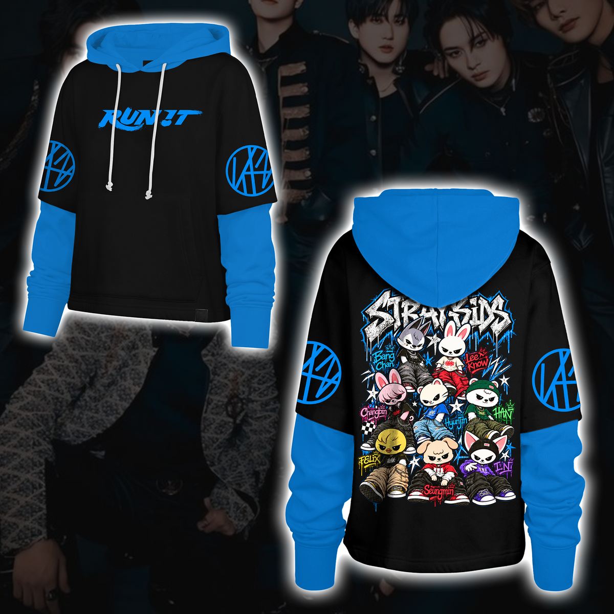 Stray Kids Run It Tour SKZOO Shortstop Hoodie K-Pop Konzert-Outfit Geschenk