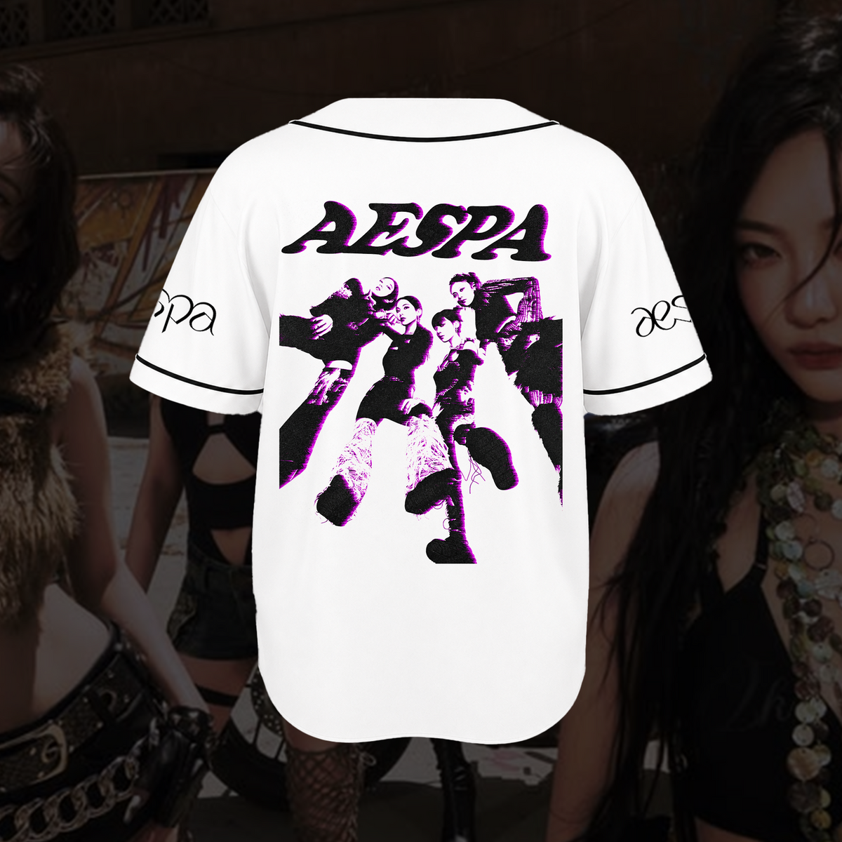 Aespa SYNK Complexity Weißes Trikot Neon-Lila Grafik-Shirt Geschenk für Fans