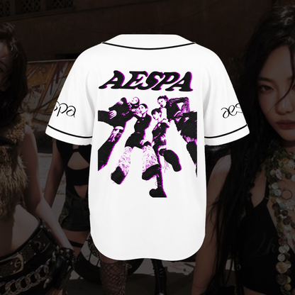 Aespa SYNK Complexity Weißes Trikot Neon-Lila Grafik-Shirt Geschenk für Fans