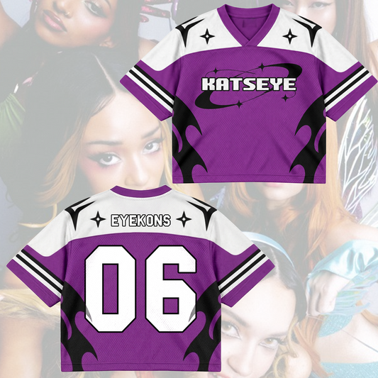 KATSEYE Neues Tour-Trikot aus lila Netzstoff mit Tribal-Muster, Geschenk für Fans
