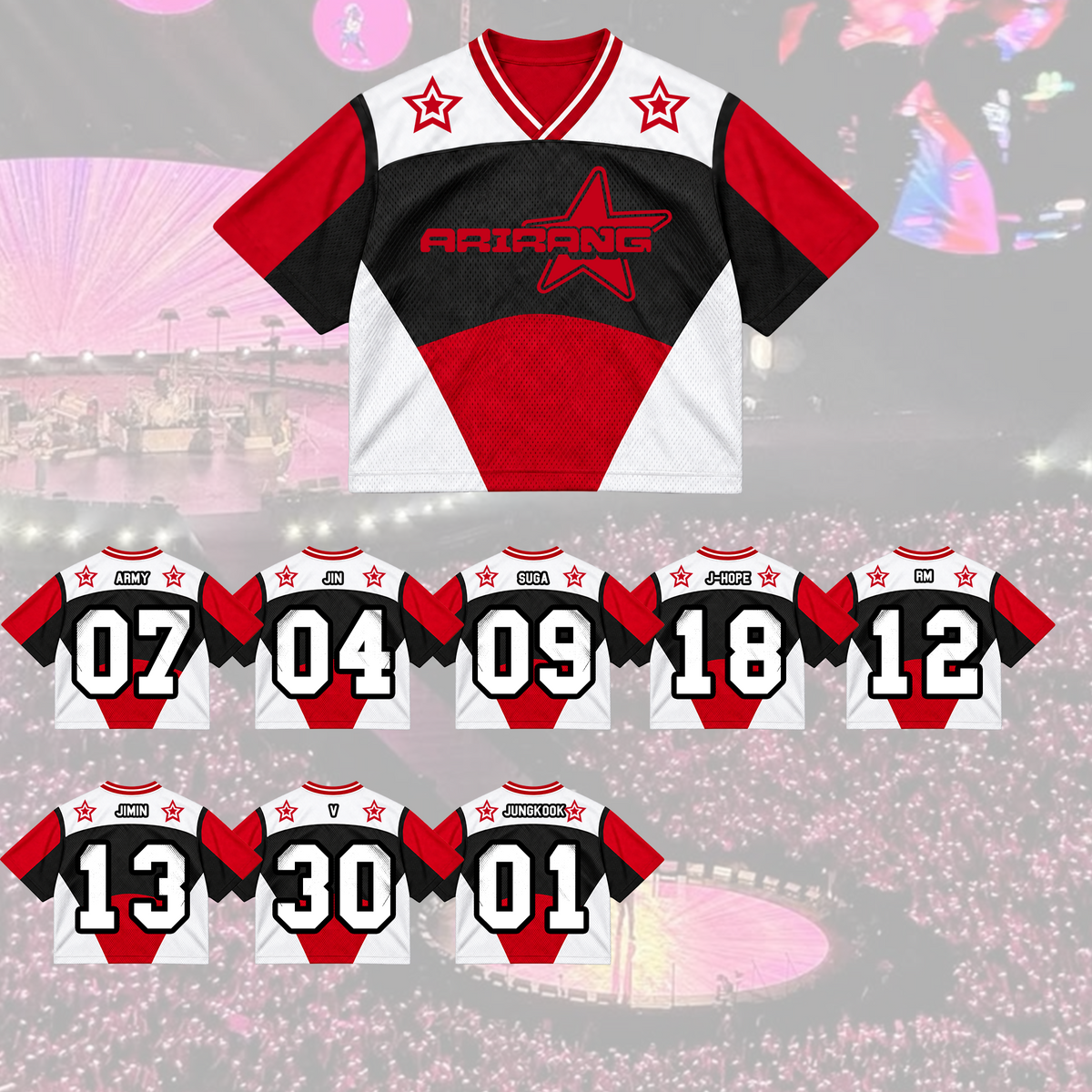 Rose of Sharon Bangtan Boys Arirang Welttournee BTS Mesh-Trikot-Mix Geschenk für Army