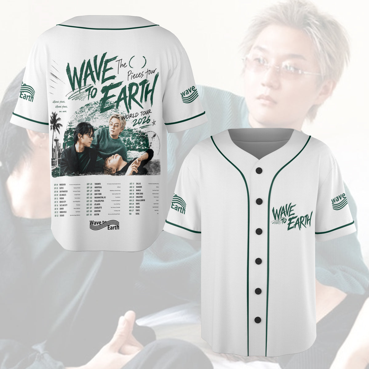 Wave To Earth The Pieces Tour Baseball-Trikot, Indie-Band Konzert-Outfit, Fan-Geschenk-Shirt