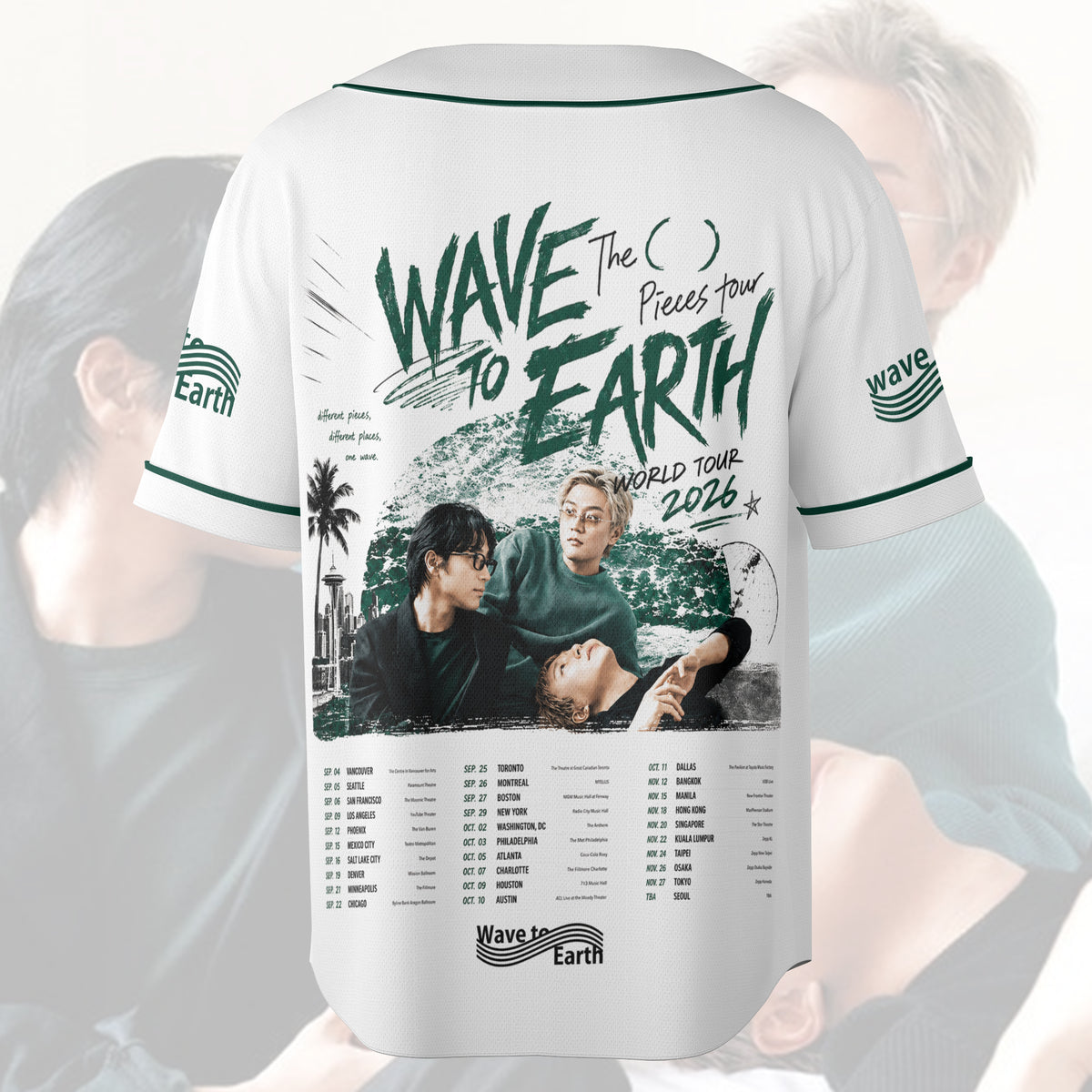 Wave To Earth The Pieces Tour Baseball-Trikot, Indie-Band Konzert-Outfit, Fan-Geschenk-Shirt