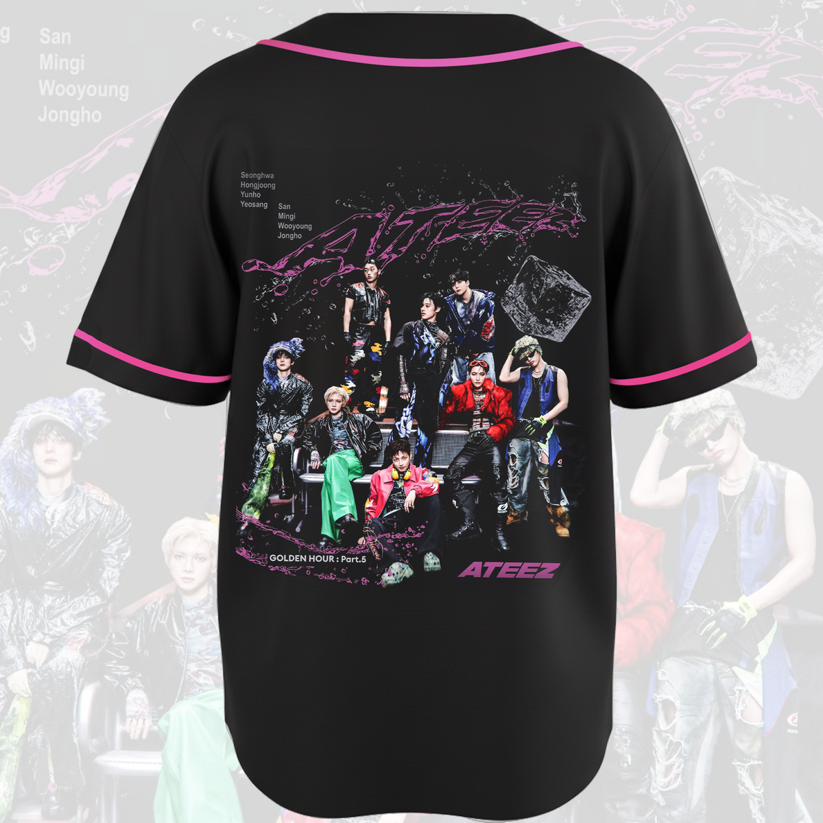 Pinky Ateez Golden Hour Konzert Baseballtrikot Fan-Edition