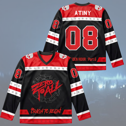 Sporty Twice Dies ist für das blau-schwarze Eishockeytrikot