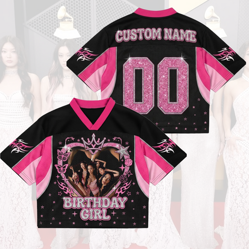 Pinky Personalisiertes Geburtstagskind Katseye-Mesh-Trikot für Kinder-Fan