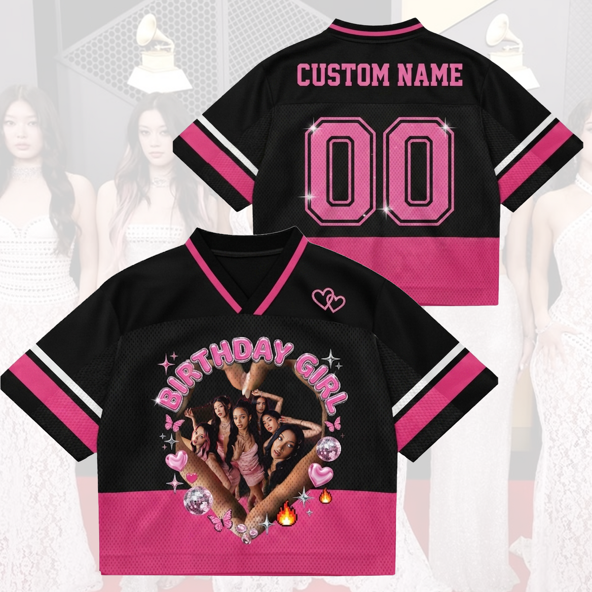 Pinky Personalisiertes Geburtstagskind Katseye-Mesh-Trikot für Kinder-Fan