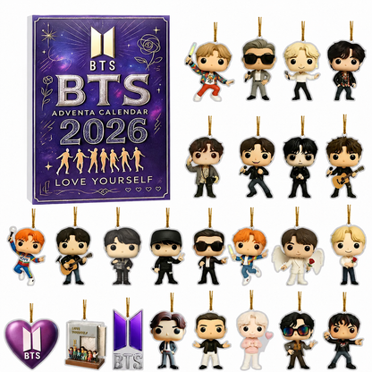 BTS Deko-Adventskalender Blind Box 2026, 24-Tage-Weihnachts-Countdown-Geschenkset für ARMY-Fans