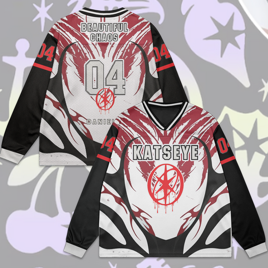 WAVESTEEᵀᴹ Katseye Chaos Version Netz-Spleiß-Langarmshirt