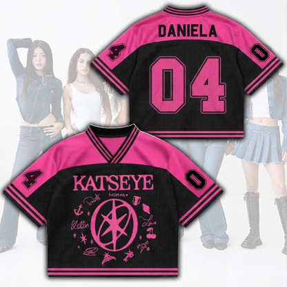 Hot Pinky Katseye The Wildworld Tour Mixed Mesh Jersey Fan-Edition