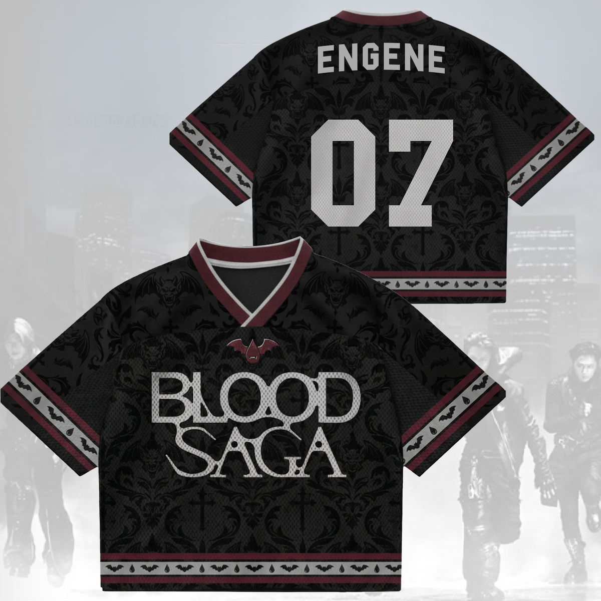 Dark Enhypen Blood Saga 2026 World Tour Mix-Mesh-Trikot