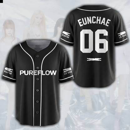 Pureflow World Tour Le Sserafim schwarzes Baseball-Trikot Geschenk für Fans