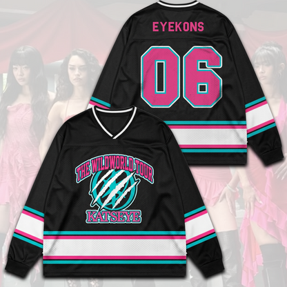 Sportliches Katseye The Wildworld Tour Langarm-Shirt mit Netzeinsatz – Geschenk für Fans