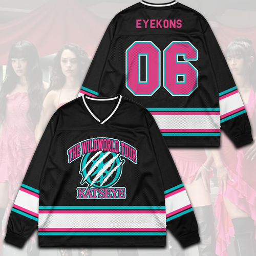 Sportliches Katseye The Wildworld Tour Langarm-Shirt mit Netzeinsatz – Geschenk für Fans