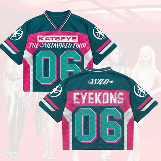 Lebendiges KATSEYE The Wildworld Tour Mixed-Mesh-Trikot-Top Geschenk für Fans