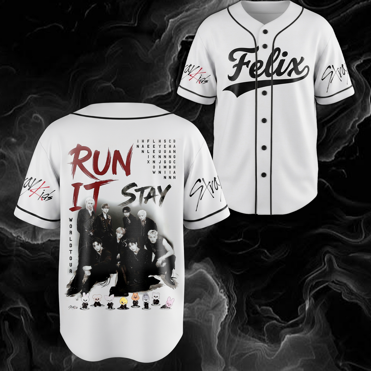 Stray Kids "Run It" World Tour Baseballtrikot Geschenk für Stay