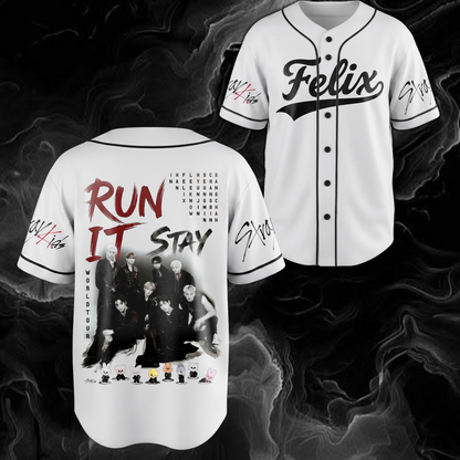 Stray Kids "Run It" World Tour Baseballtrikot Geschenk für Stay