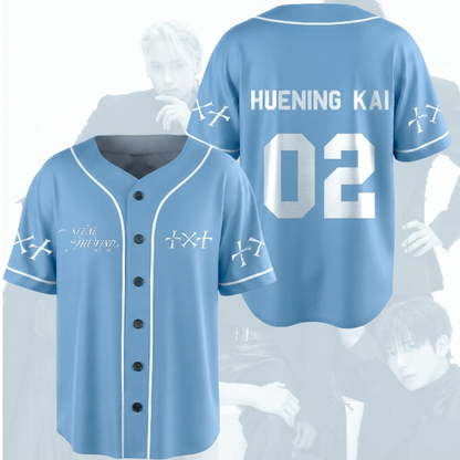 TXT Steal The Wind Baseball World Tour blaues Baseballtrikot für Fan-Geschenke