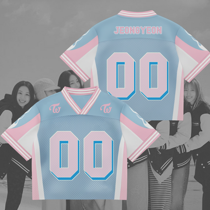 Twice Cute Pink Blue Uniform Mixed Mesh Jersey