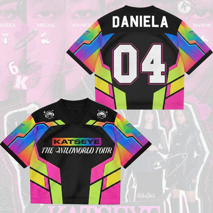 Katseye The Wildworld Tour 2026 Mesh-Trikot Buntes Eyekons Fan-Konzert-Outfit für junge Fans
