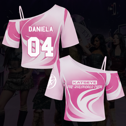 Pink Katseye The Wildworld Tour Off-Shoulder-Mesh-Fan-Edition