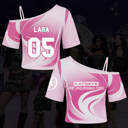 Pink Katseye The Wildworld Tour Off-Shoulder-Mesh-Fan-Edition