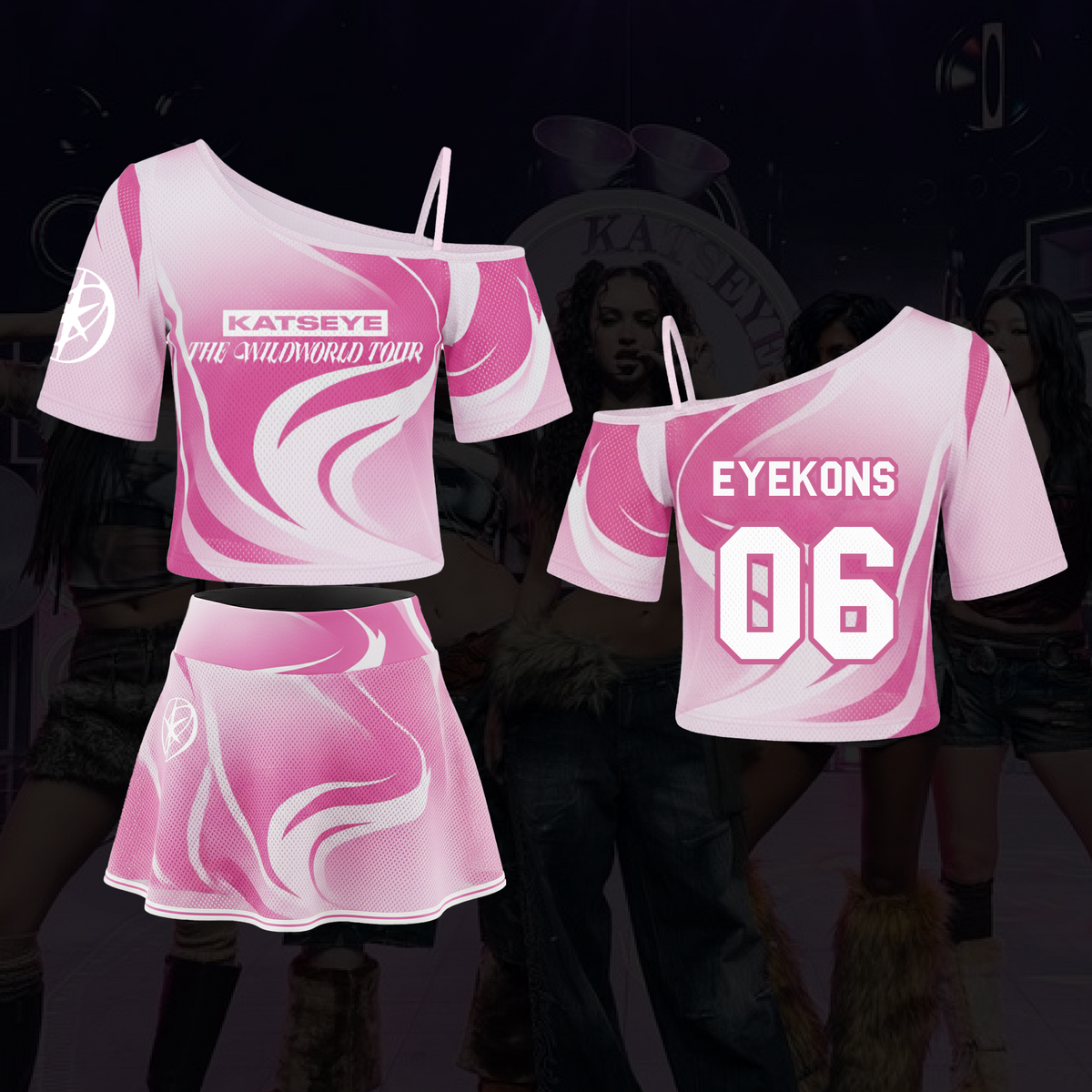Pink Katseye The Wildworld Tour Off-Shoulder-Mesh-Fan-Edition